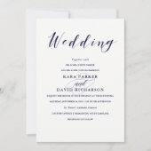 Invitation Élégante typographie| Mariage bleu marine (Devant)