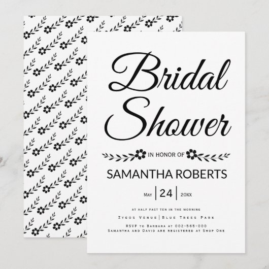 Invitation Élégante typographie mariage de douche nuptiale (Devant / Derrière)