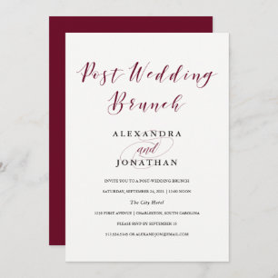 Invitation Élégante typographie   Marsala Post Mariage Brunch