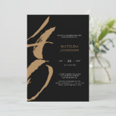 Invitation Élégante typographie noir et or 40e anniversaire (Debout devant)