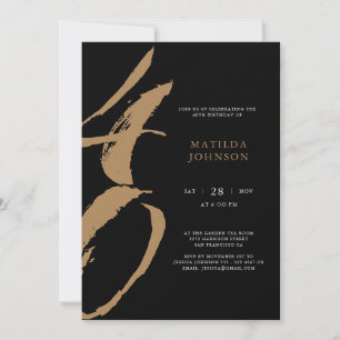 Invitation Élégante typographie noir et or 40e anniversaire