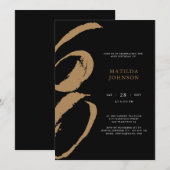 Invitation Élégante typographie noir et or 60e anniversaire (Devant / Derrière)