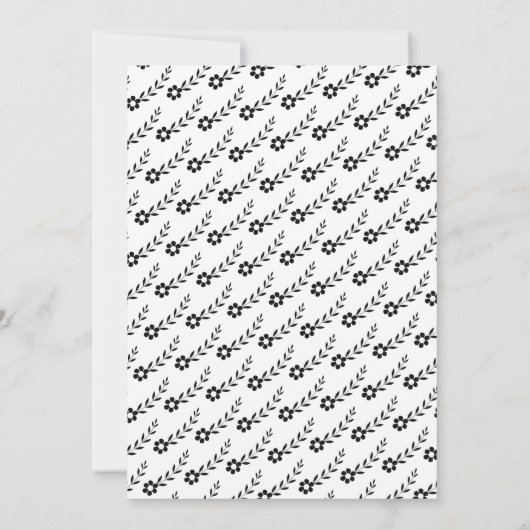 Invitation Élégante typographie noir fleurs blanches mariage (Dos)