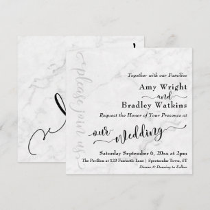 Invitation Élégante Typographie Noir sur Mariage sur Marbre 3