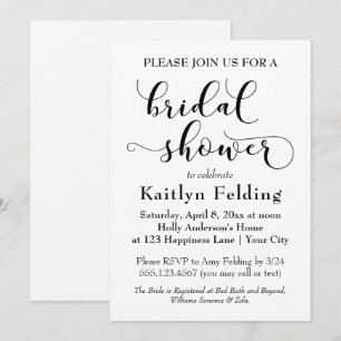 Invitation Élégante typographie noire sur fond blanc pour Bab