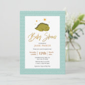 Invitation Elégante Typographie Or Cute Dinosaur Baby shower (Debout devant)