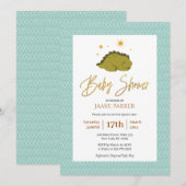 Invitation Elégante Typographie Or Cute Dinosaur Baby shower (Devant / Derrière)