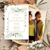 Invitation Elégante Typographie Or Verdure Mariage photo