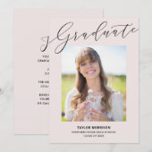 Invitation Élégante Typographie Pink & Black Graduation Party (Devant / Derrière)