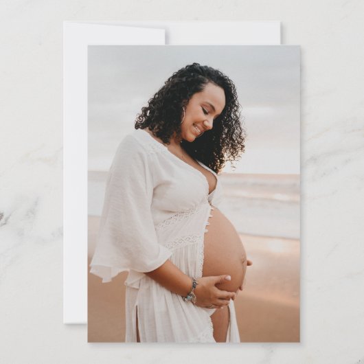 Invitation Élégante Typographie Script Baby shower photo mode (Dos)