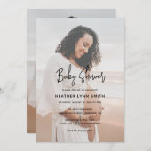 Invitation Élégante Typographie Script Baby shower photo mode (Devant / Derrière)