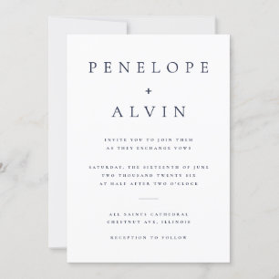Invitation Élégante typographie Serif Mariage minimaliste bla