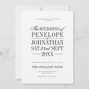 Invitation Élégante Typographie Sérif Mariage Script