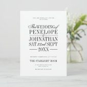 Invitation Élégante Typographie Sérif Mariage Script (Debout devant)