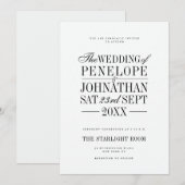 Invitation Élégante Typographie Sérif Mariage Script (Devant / Derrière)