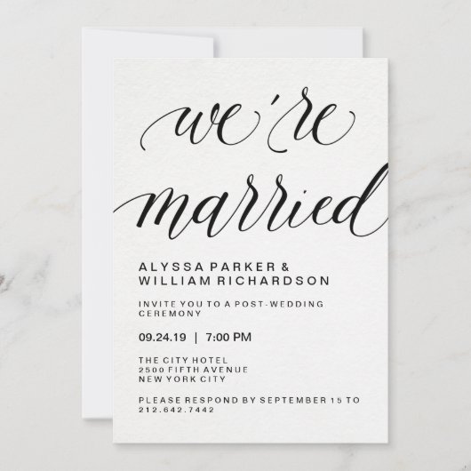 Invitation Élégante typographie simple Cérémonie de Mariage (Devant)