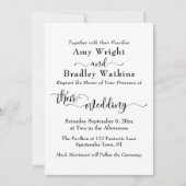 Invitation Élégante typographie subtile, noir sur Mariage bla (Devant)