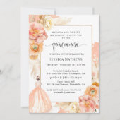 Invitation Élégante, unique Pêche Florale Princesse Quinceañe (Devant)