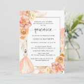 Invitation Élégante, unique Pêche Florale Princesse Quinceañe (Debout devant)