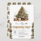 Invitation Élégante vacances pastel vert et faux or (Devant / Derrière)