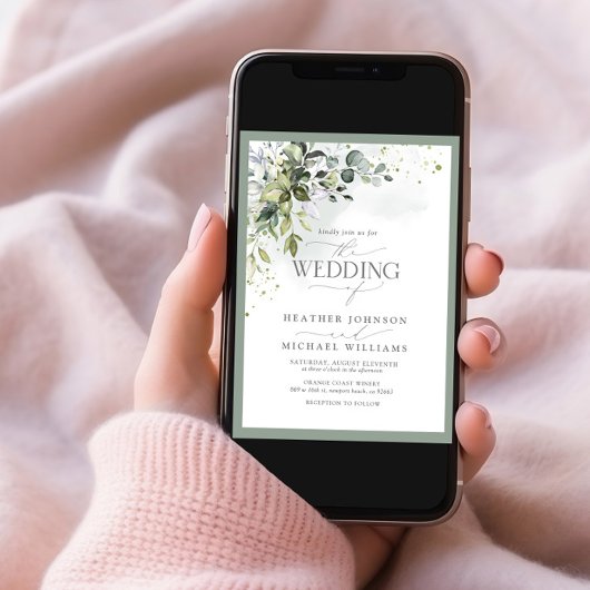 Invitation Elégante végétation botanique Aquarelle florale Ph