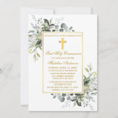 Invitation Élégante végétation botanique Or de la Communion (Devant)
