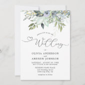 Invitation Élégante végétation botanique rustique de mariage (Devant)