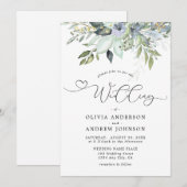 Invitation Élégante végétation botanique rustique de mariage (Devant / Derrière)