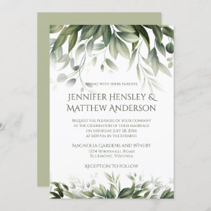 Invitation Élégante végétation Botanique - Vert olive clair