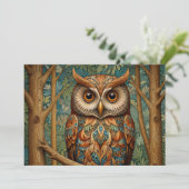 Invitation Élégante végétation forestière de hibou rétro (Debout devant)