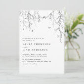 Invitation Élégante végétation printanière et oiseau (Debout devant)