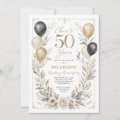 Invitation Élégante verdure 50e anniversaire de mariage (Devant)
