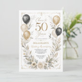 Invitation Élégante verdure 50e anniversaire de mariage (Debout devant)