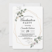 Invitation Elégante verdure Aquarelle Feuille de cadre Gradua (Devant)