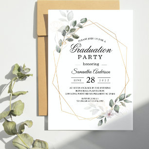 Invitation Elégante verdure Aquarelle Feuille de cadre Gradua