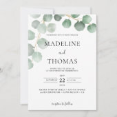 Invitation Elégante verdure Aquarelle Feuille Photo Mariage I (Devant)