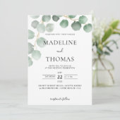 Invitation Elégante verdure Aquarelle Feuille Photo Mariage I (Debout devant)