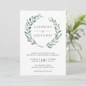 Invitation Elégante verdure Aquarelle Wreath Mariage rustique (Debout devant)