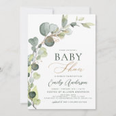 Invitation Elégante verdure Baby shower Eucalyptus (Devant)