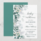 Invitation Elégante verdure baby shower moderne eucalyptus (Devant / Derrière)