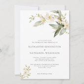 Invitation Élégante verdure Blanc Floral Mariage (Devant)