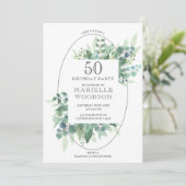 Invitation Elégante verdure botanique 50e anniversaire (Debout devant)