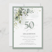 Invitation Elégante verdure botanique Floral 50e anniversaire (Devant)