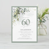 Invitation Élégante verdure botanique Floral 60e anniversaire (Debout devant)
