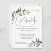Invitation Elégante verdure botanique Gold Foil 60e anniversa (Devant)