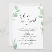 Invitation Elégante verdure botanique. Mariage simple (Devant)