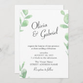 Invitation Elégante verdure botanique. Mariage simple (Devant / Derrière)