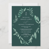 Invitation Elégante verdure chic aquarelle photo mariage (Devant)