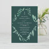 Invitation Elégante verdure chic aquarelle photo mariage (Debout devant)