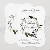 Invitation Élégante verdure de couronne minimalisme Invitatio (Devant / Derrière)